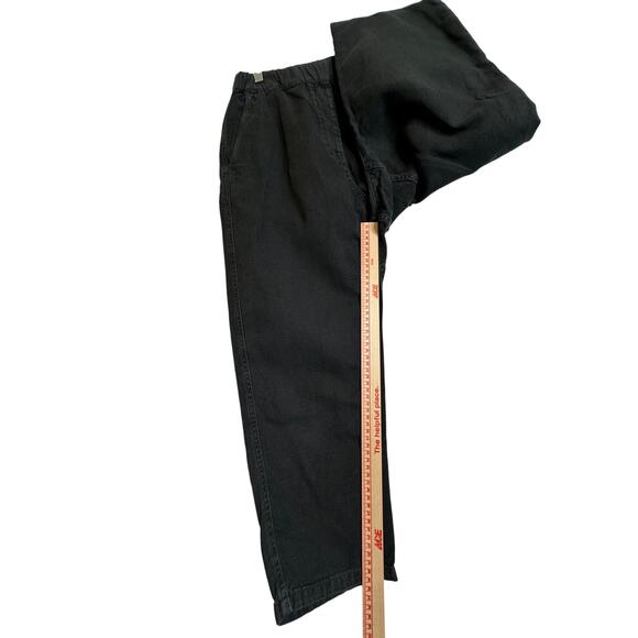 Nili Lotan S Slouchy Elastic Waist LINEN Luna Pant Crop Washed Black Drop Crotch - Picture 5 of 7